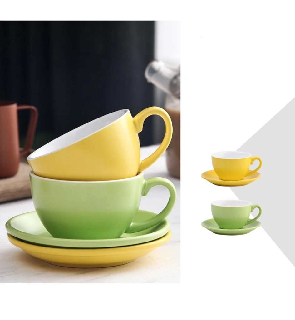 Керамическая чашка для латте и блюдце капучино двойного эспрессо мат кофейни бариста