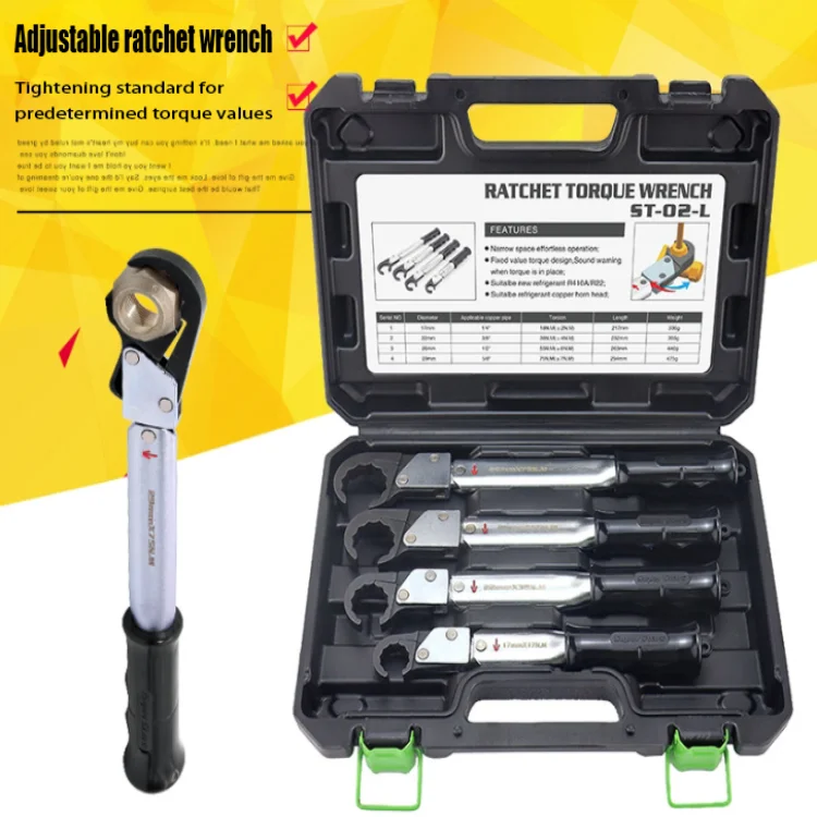Open End Wrench Copper Cap Bell Mouth Tool St-02l Ratchet Torque Wrench Combination High-precision Air Conditioning Repair Tool