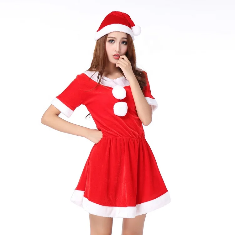 
hot girls role play KTV performance christmas sexy costumes mini-skirts sets with hat 2021new 
