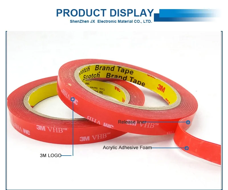 4905 4910 Custom Die Cutting Waterproof Heavy Duty Mounting 3M VHB Acrylic Foam Double Sided Adhesive Tape