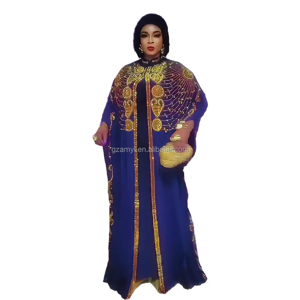 New two-piece african dresses for women clothing chiffon African Design Dresses rhinestone Moroccan Dresses