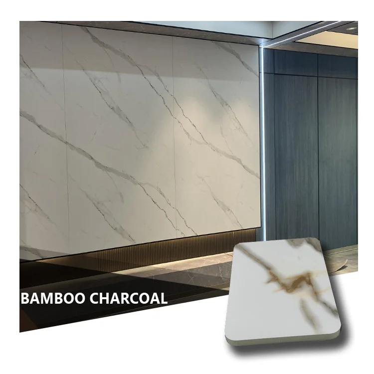 Carbon Rock / Carbon Crystal Marble Board Bamboo Charcoal Fiber Wood Veneer Wall Panel