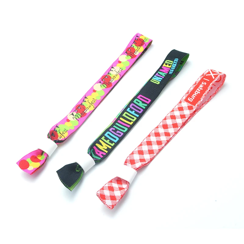 Cheap Custom Promotion Event Polyester Festival Fabric Woven Wrist Band Bracelet Elastic Fabric Wristband