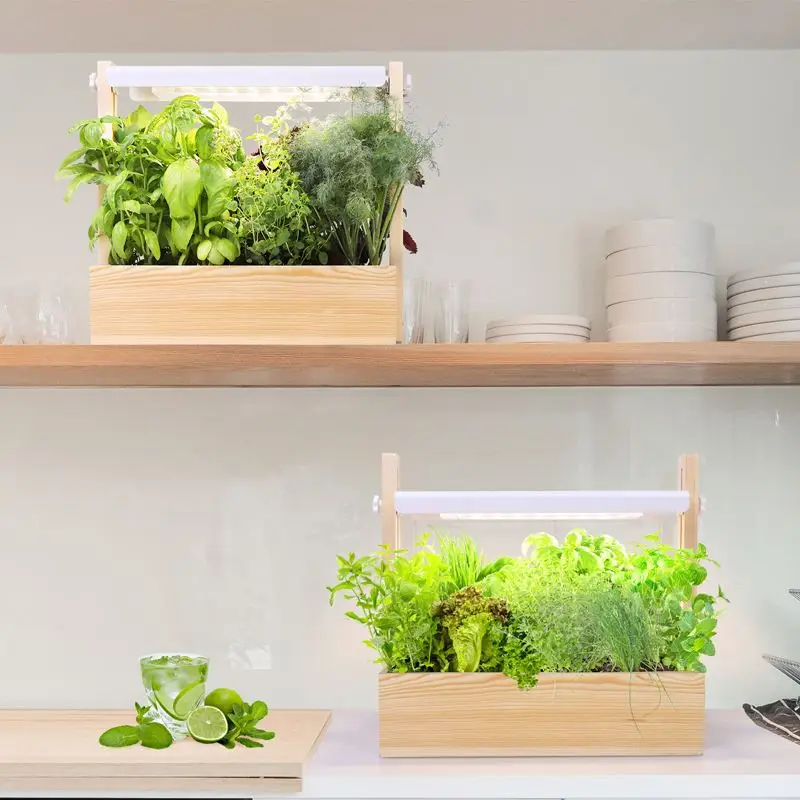 J&C Minigarden Fawnel high quality home garden grow kit indoor system wooden indoor herb planter 2022