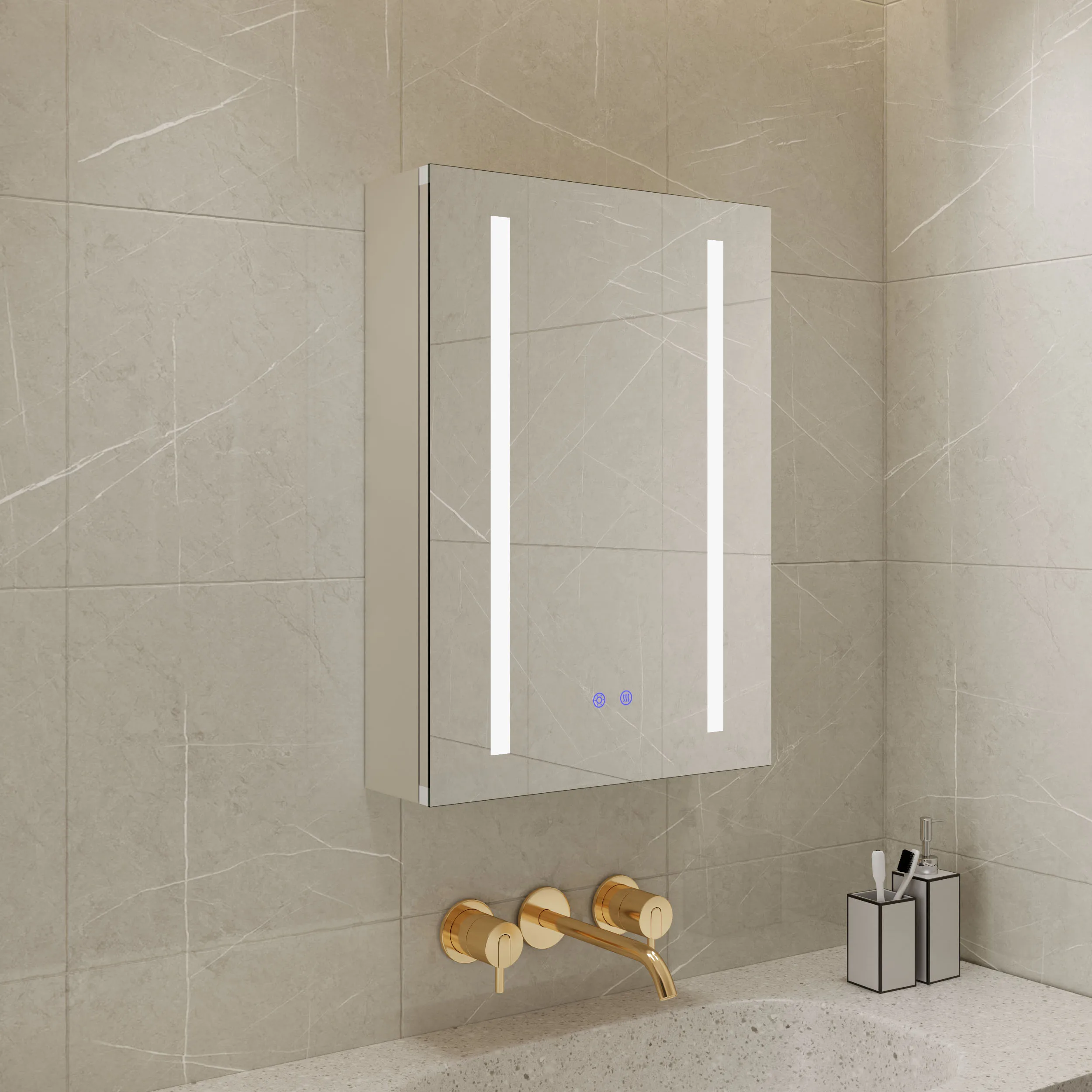 Frontlit Modern Wall Mounted Defogger Vanity Light Up Smart Storage Washroom Toilet Led Bathroom Medicine Cabinet With Mirror