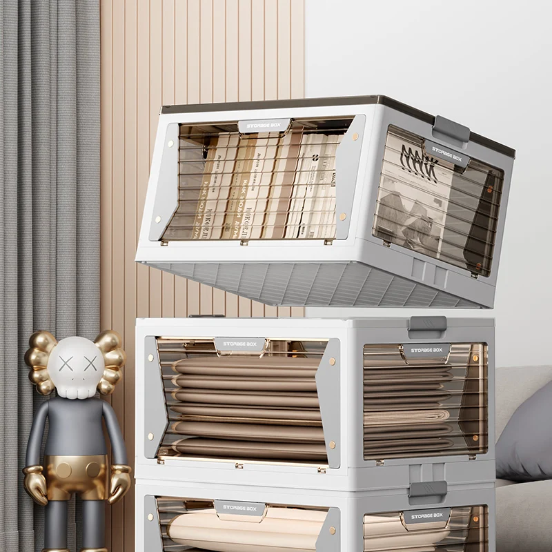 Wholesale Plastic Have Five Opening Door Stackable Storage Container Plastic Foldable Storage Box