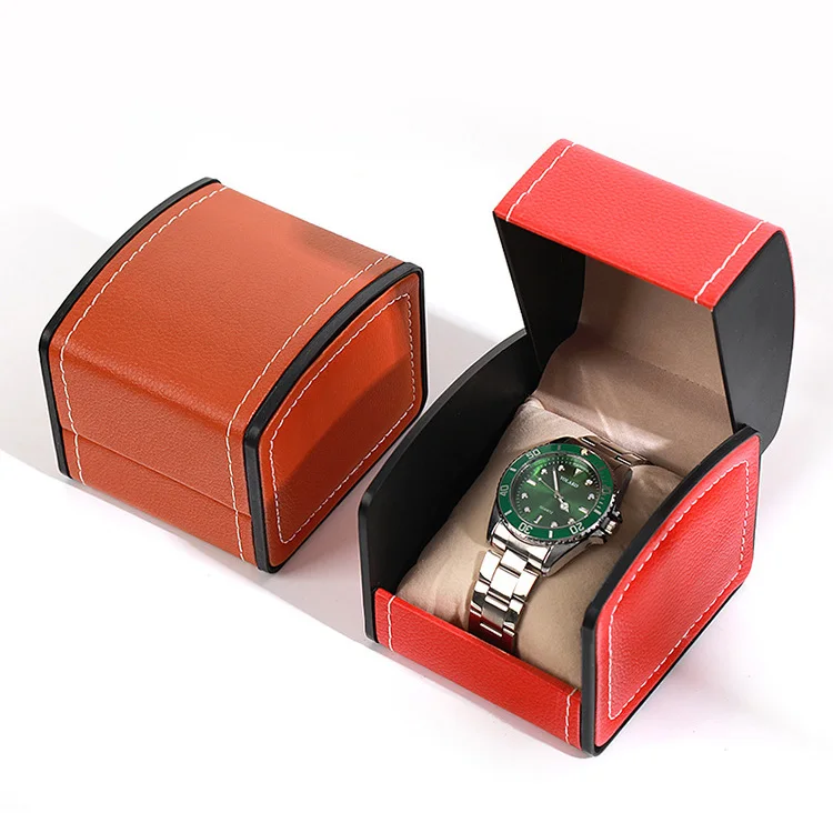 Wholesale leather wristwatches mechanical watch storage boxes, watch gift boxes, PU leather curved watch boxe