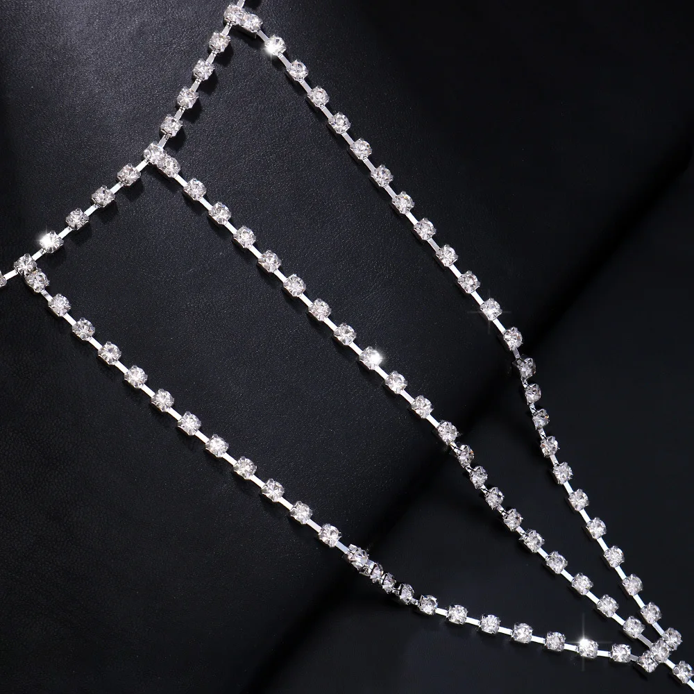 Sexy Crystal Tassel Waist Chain Bikini Lingerie Accessories Summer Rave Rhinestone Body Chain Dress Jewelry for Women