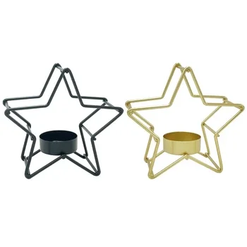 Luxury Gold Star Tree Candle Holder Metal Modern Wedding Garden Christmas Party Decoration and Candle Stand for Home Table Deco