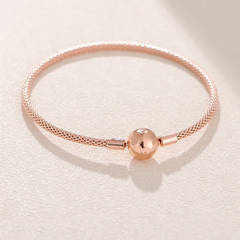 
925 sterling silver Rose gold Wire charms bracelets fit pandora charms women DIY Jewelry 