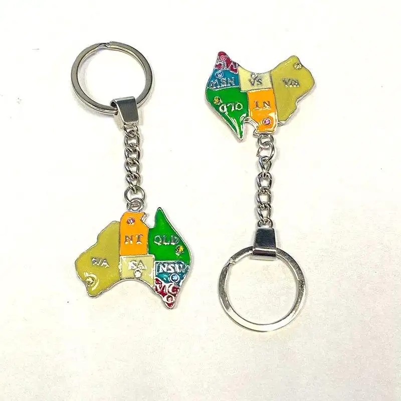 Factory Direct logo souvenir keychain Metal country shaped pendant keychain