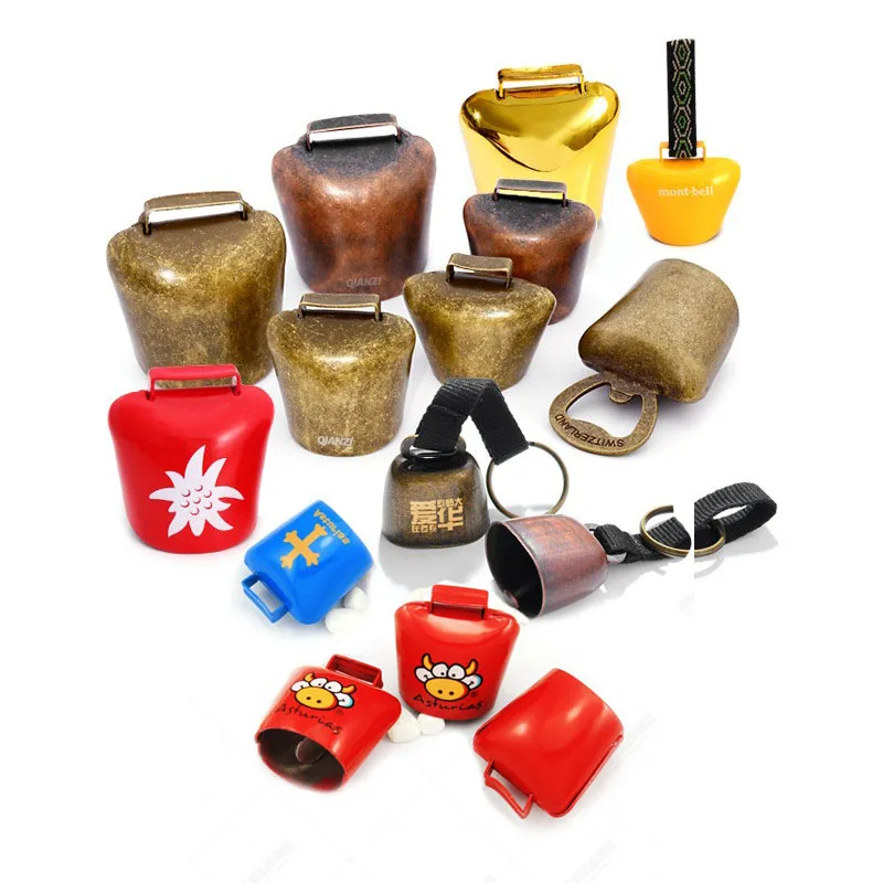 Outdoor sports accessories jewelry rotating buckle magnetic ribbon metal retro style cow bell riding bell