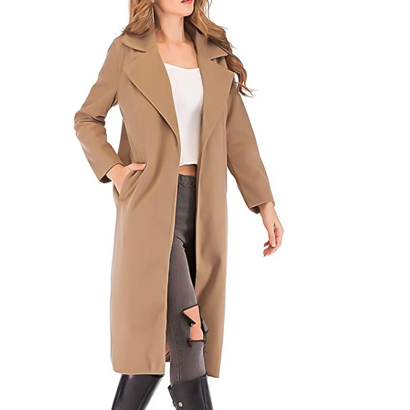 New Item Winter Cashmere Fleece Fabric Maxi Elegant Ladies Wool Jacket Coat