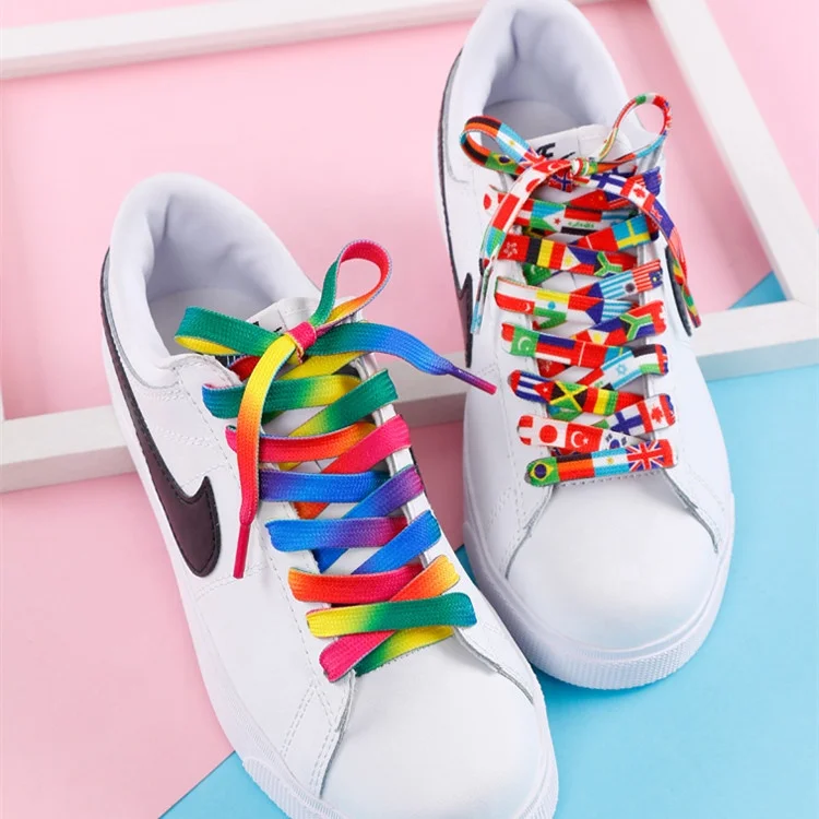 Polyester Shoelaces Gradient Color Shoelaces Rainbow Shoelaces Fashion Colorful British Style Shoestring Camouflage Shoe Laces