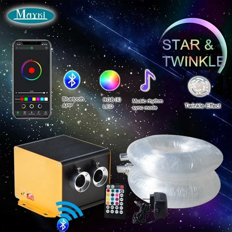 App Control RGBW Twinkle 600pc Star Ceiling Kits Fiber Optic Star Sky Ceiling Light for Home Theater