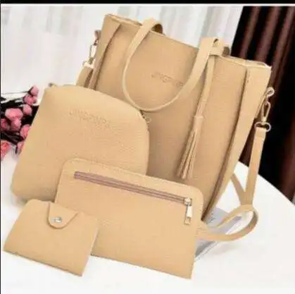 Best-selling Trend Lychee Cross Messenger Mother Bag 4-piece Set Handbags for Women Fashion Bag Package PU Single Square Nylon