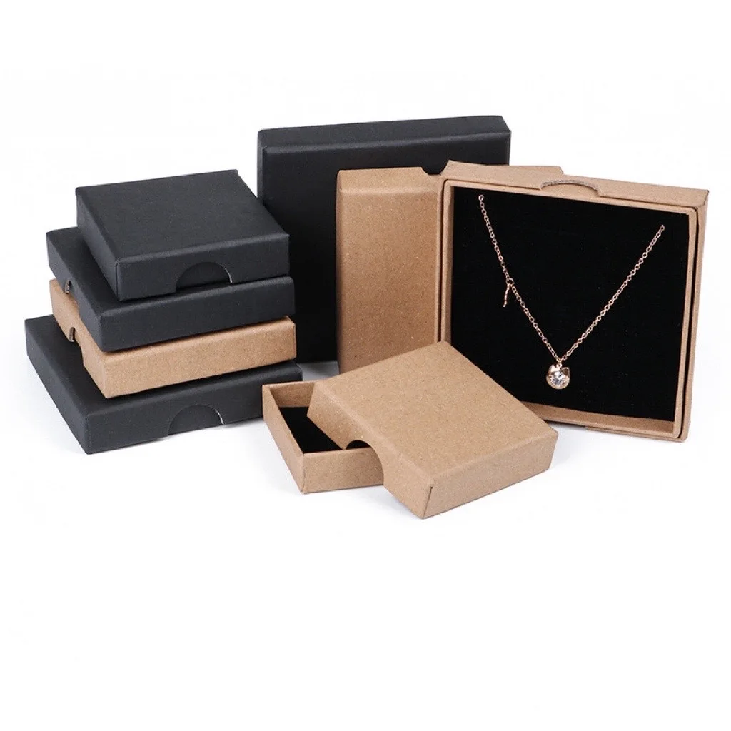 Hot Sale Thin Gift Box Packaging Jewelry Storage Small Custom Printed Kraft Paper Jewelry Boxes