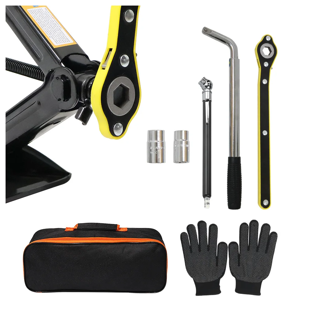 Factory manufacturing hot selling 1 ton scissor car jack with hand crank