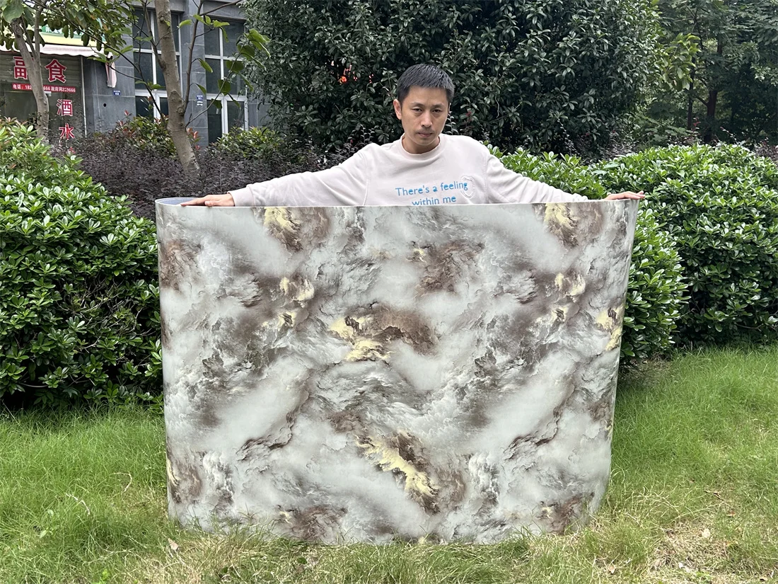Grey marble wall sheet peel and stick home decor cheap foam Self Adhesive wall paper mural for hotel