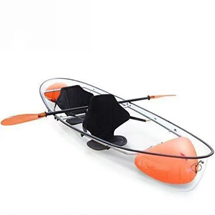 Hot Sales Plastic Transparent Boat Rowing Boats 1 2 Person Seat Canoe Kayak