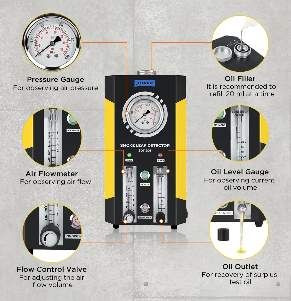 Top Ranking AUTOOL SDT-206 Car EVAP System Leak Testing Machine Leak Detector, 12V Automotive Fuel Pipe System Leak Tester