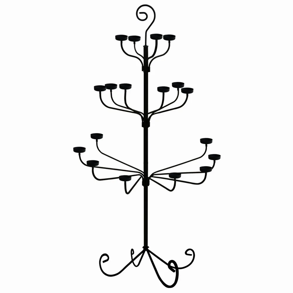 
Hot sale modern style floor stand black iron metal tall decorative candle stand holder decor 