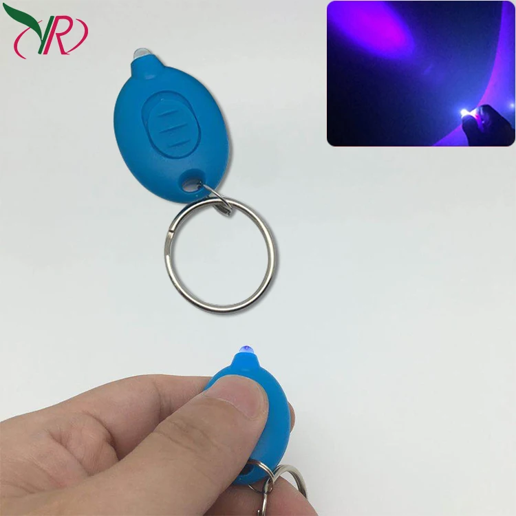 Custom Logo print promo 395nm blue Light LED uv Flashlight Light Key Chain