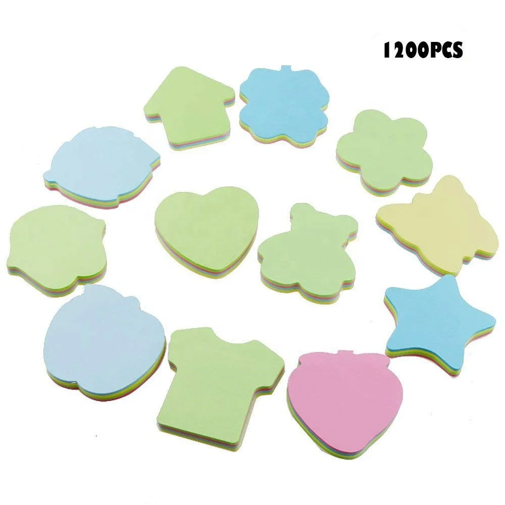 Custom12 Different Shapes of Colorful Sticky Notes Bundle Pack 12 Pads 100 Sheets Per Pads A total of 1200 Cute Memo Pad