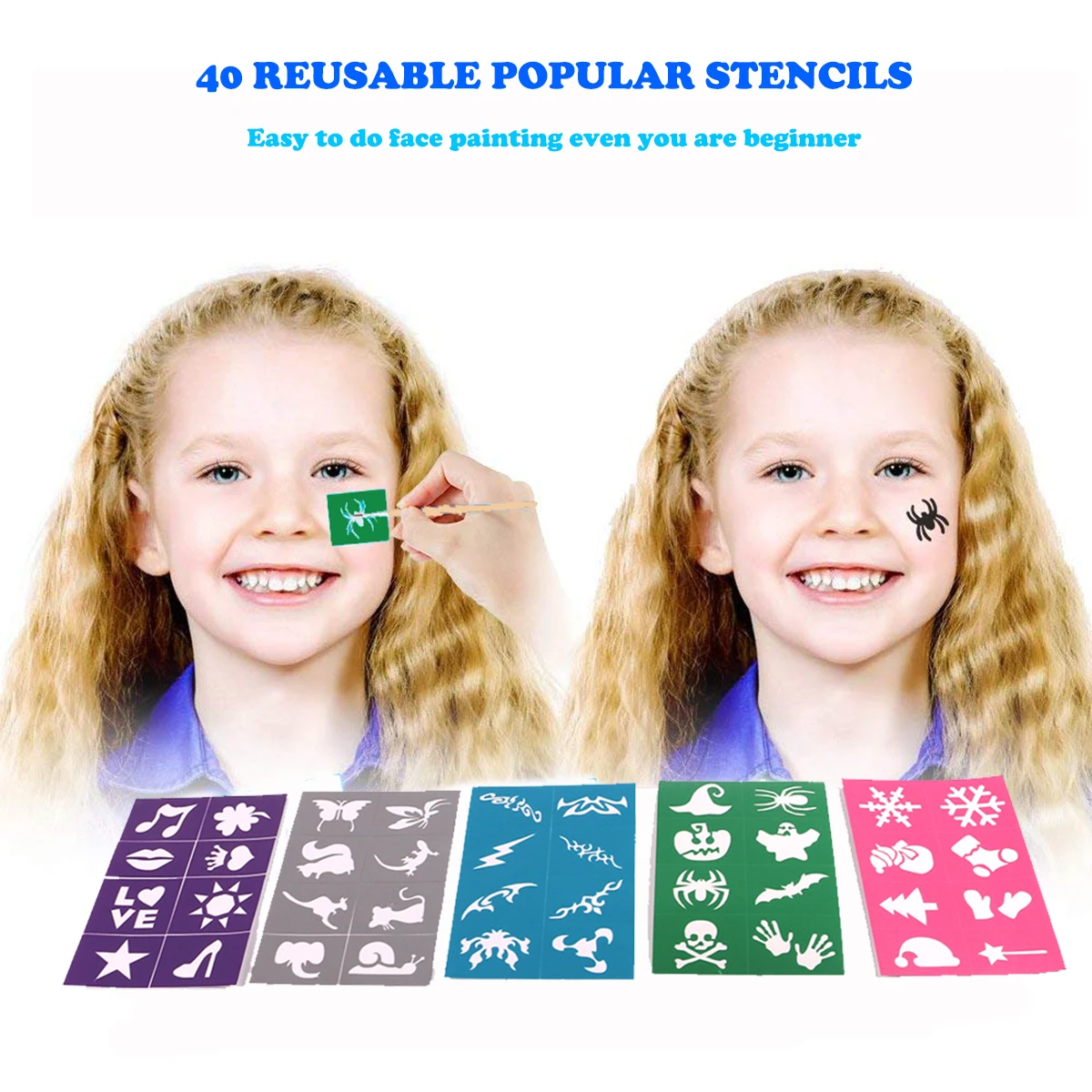 Custom manufacturers children birthday washable octopus fashion plates hair art washable pvc body paint stencil