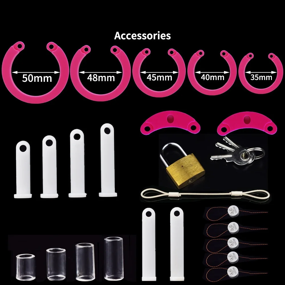 Soft silicone chastity lock penis color CB birdcage elastic auxiliary belt set length optional sex toys for men couple men