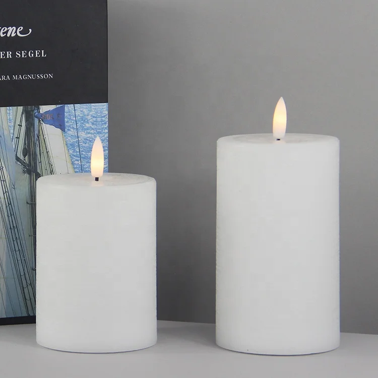 Flickering wholesale flameless candles wax with 3D real flame