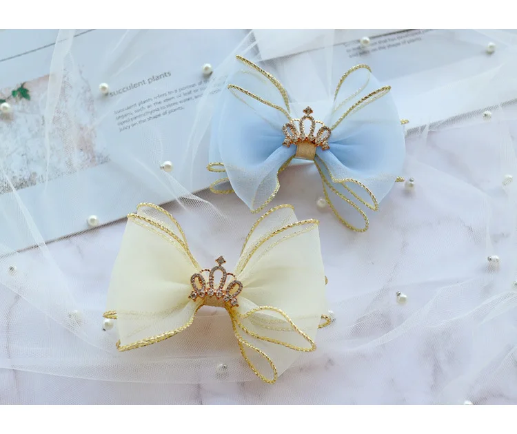 Girl Bowknot Lace Hair Clips Hair Accessories Crown Queen Style Hair Clip baby headwear