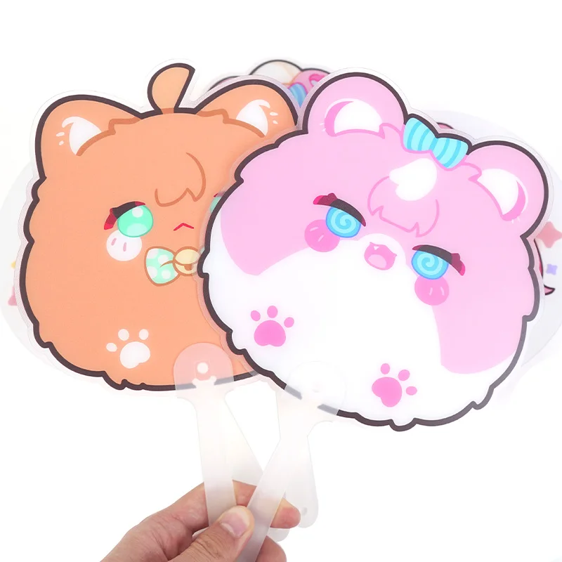 Vograce Custom Made Printed Cartoon Hand Fans Bulk Cute Anime PVC Hand Fan