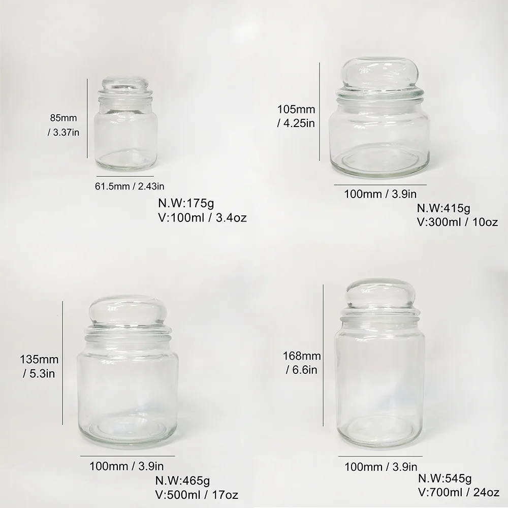 Wholesale Candle Jars 10oz 16oz Yankee Large Capacity Candle Holder Empty Clear Glass Candle Jar Container With Lid