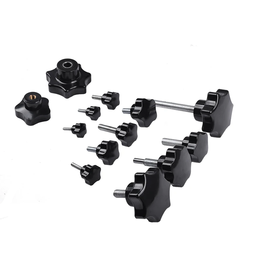 China Factory TOP Quality Star Plastic Head Thread Black handle knob