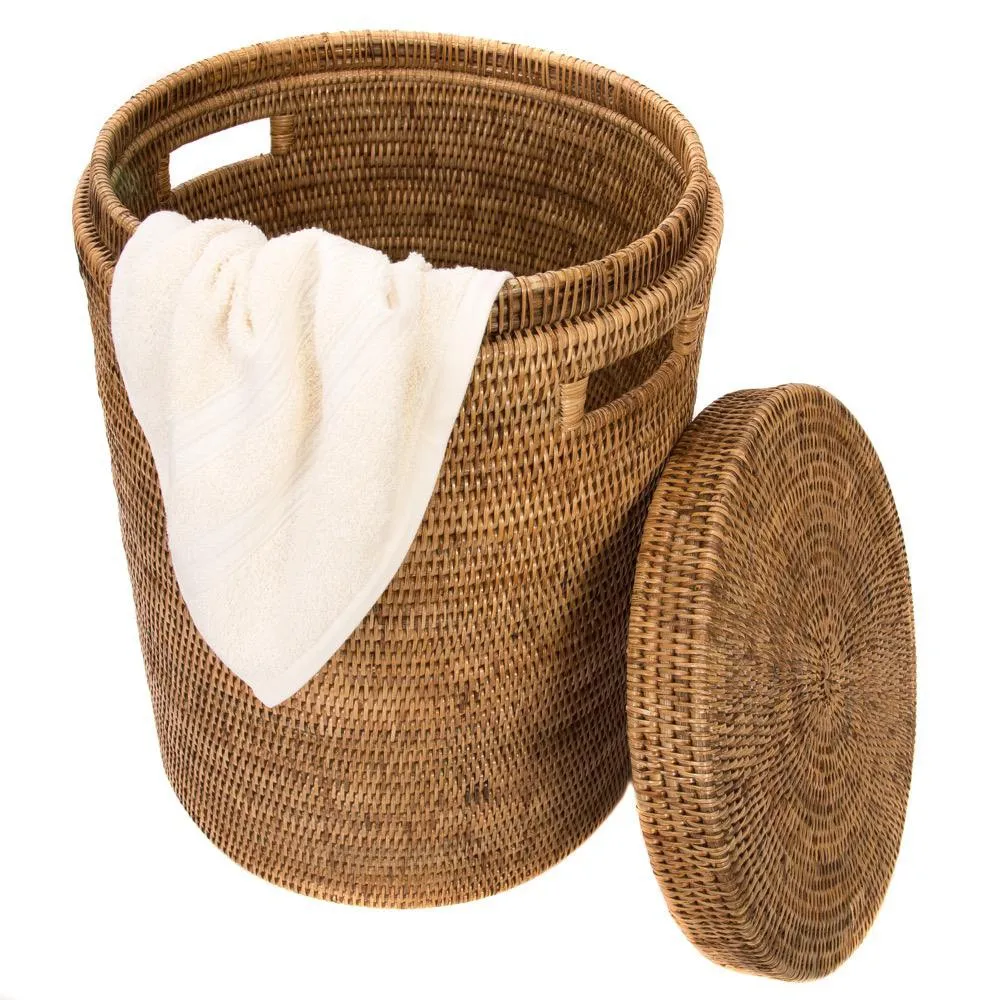 Honey brown wicker laundry hampers basket natural from Vietnam