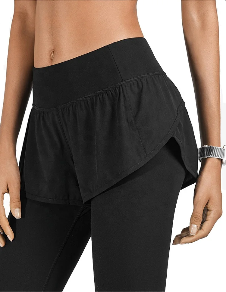 Sports Leggings Women Yoga Pants Outfits Running Fitness Gym Sportswear False Two Pieces Fitness & Yoga Wear Spandex / Polyester