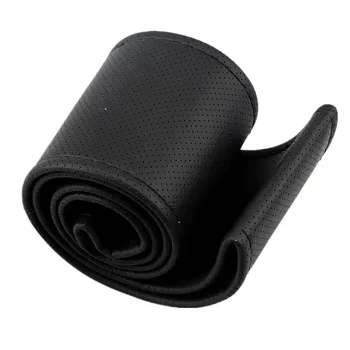 PU anti sweat car steering wheel cover hand sewn leather steering wheel cover