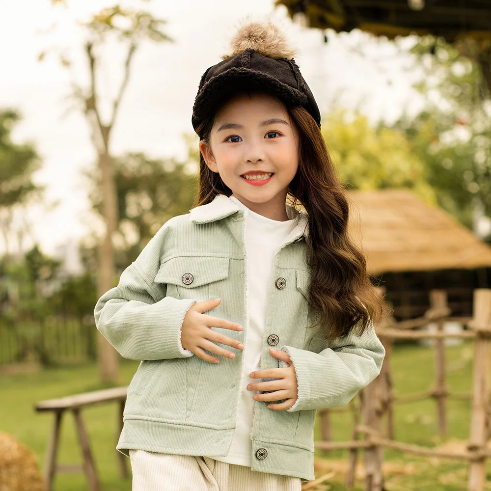 New Winter Girls Jackets Coats Thick Warm Parka Kids winter clothes Outerwear corduroy Girls Coat