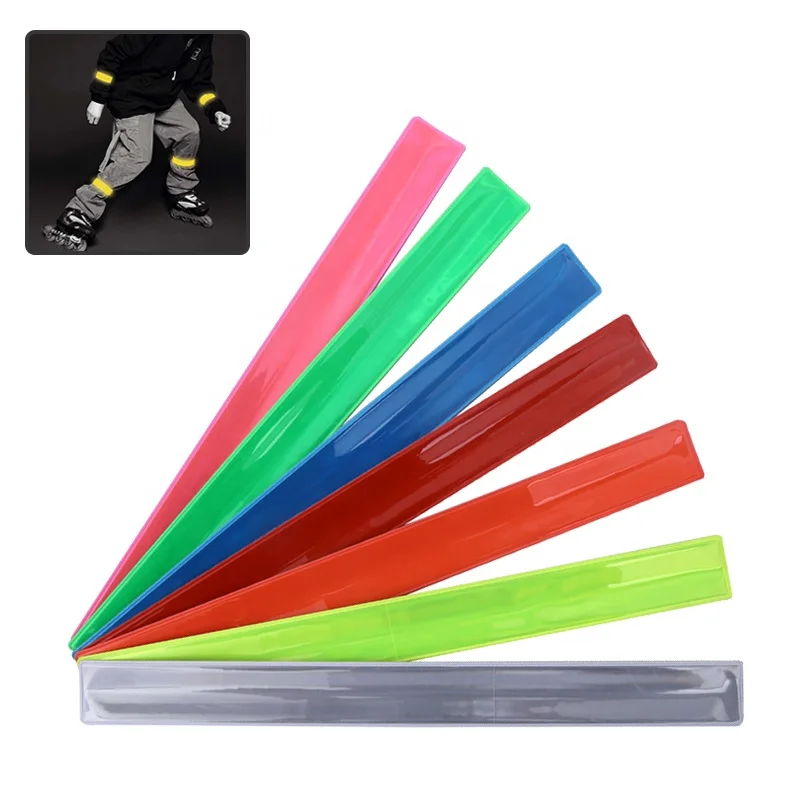 Wholesale PVC Custom Multi-Color Reflective Slap Band Slap Bracelet
