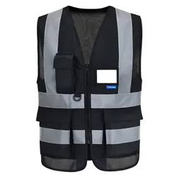 Automobile Motorcycle Reflective Safety Vest Yellow High Visibility Night Warning Safety Coat for Traffic Car Summer Mesh Vest