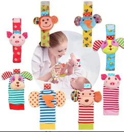 Newborn Cartoon Animal Rattle Toys Wrist Strap Sock Set Cute Bell Baby Rattle Socks