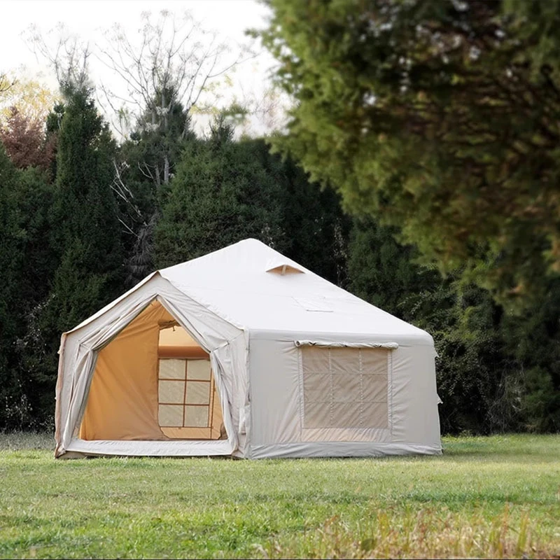 Customized Large Outdoor Camping Tent Hexagon-shaped Inflatable with Thick Oxford Fabric Portable Quick Opening Rainproof Roof