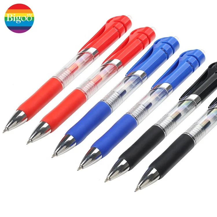 Rolling customized retractable click pen with big capacity blue black red signature roller gel ink pen for office and school