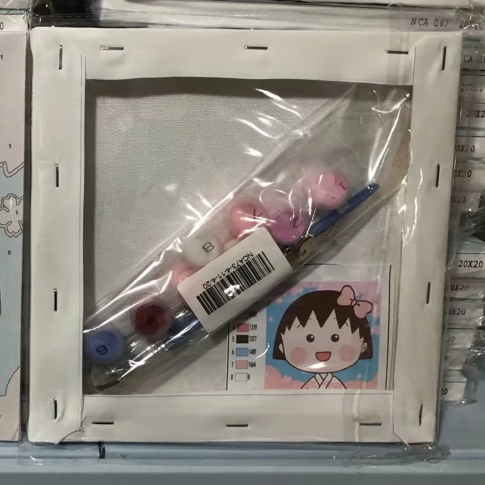 DIY Painting by Numbers Children Cartoon Animals Paint by Number Handpainted Kids Painting 20x20cm Artowrk Gift with Frame