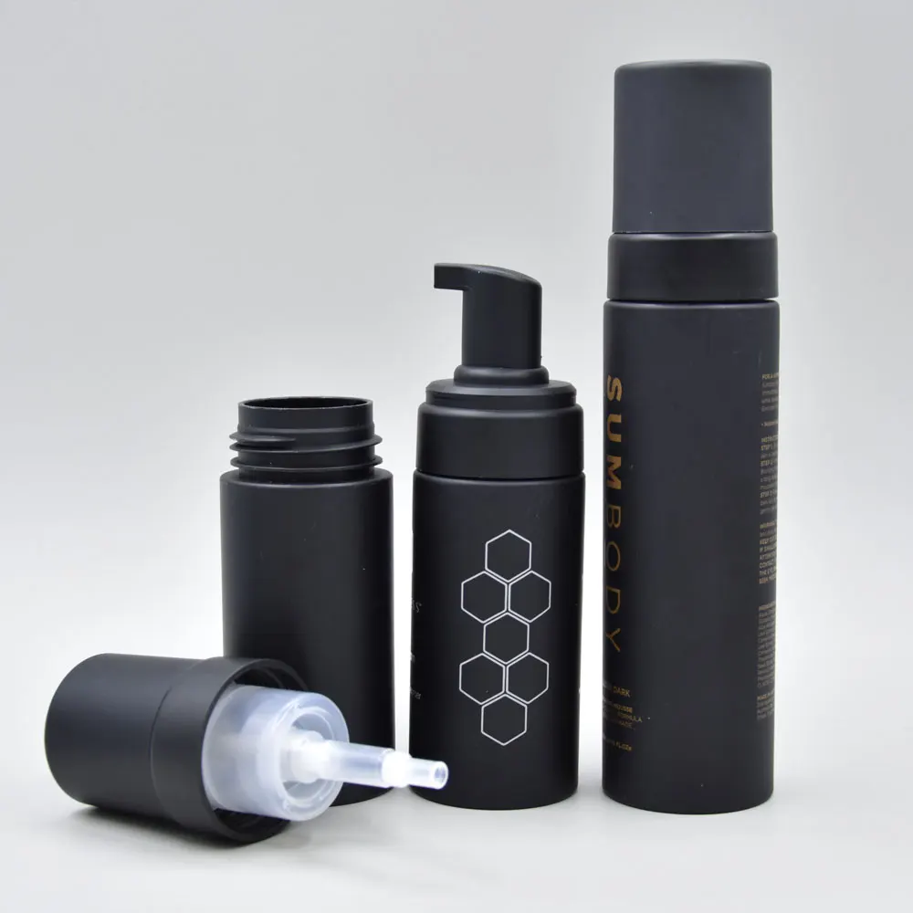 Unique Design Frosted Empty Foam Bottle 200 ml  Black Plastic Hair Salon Spray Bottle 150 ml 200 ml  Round Matte Spray Bottle