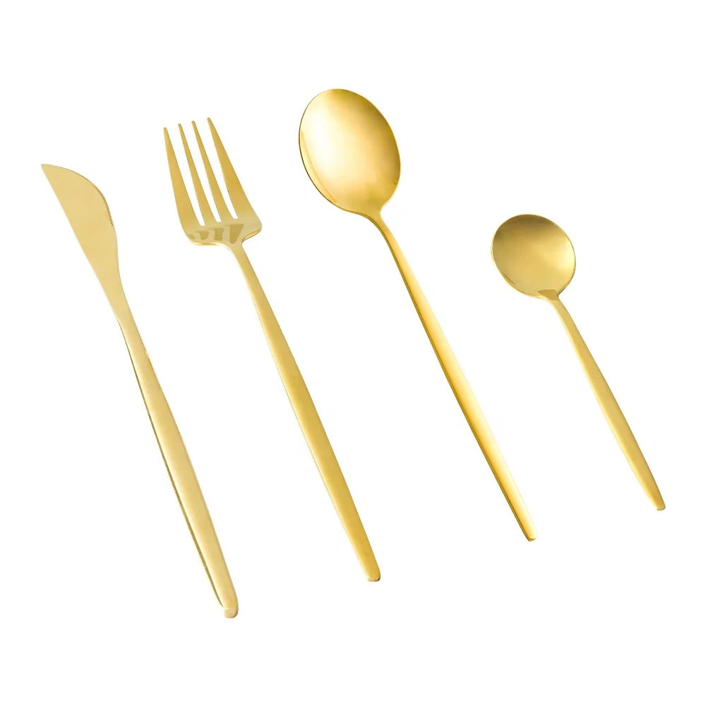 Gold Knife and Fork Set Luxury Cutlery Stainless Steel Set of Dining Utensils Household Wedding Table