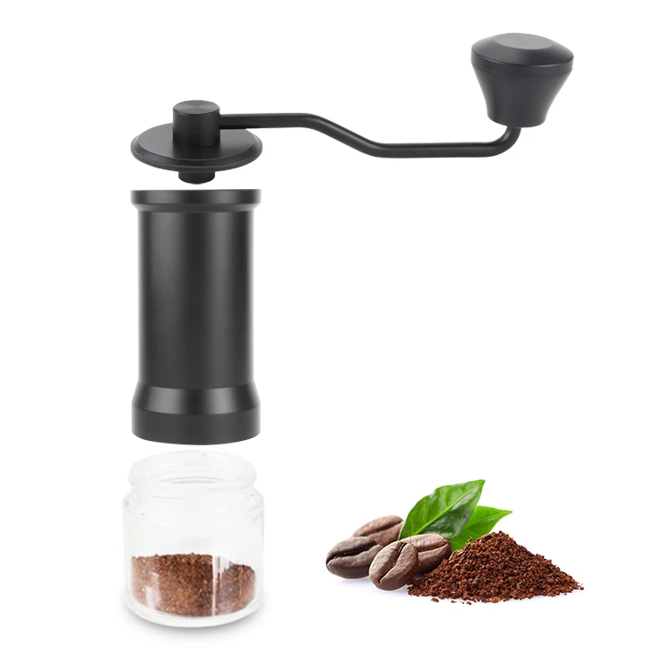 Minimalist Adjustable Coffee Bean Grinder Steel Burr Portable Manual Hand Coffee Grinder with Glass Jar