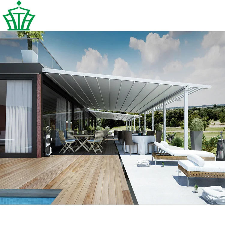 Folding Deck Retractable Corridor Conservatory Outdoor Collapsible Awning Pergola