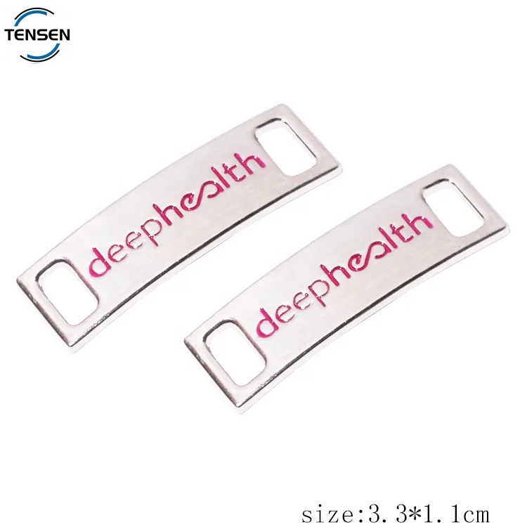 Custom Enamel Name Shoes Buckle Zinc Alloy Metal Shoes Clip Parts Silver Color Sneaker Chain Accessory Buckle Strap for Shoelace